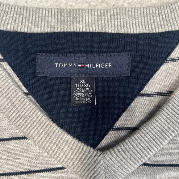 Lot of 2 Y2k Tommy Hilfiger‎ Sweater Vest Striped Sleeveless Knit Top Men's XL - Picture 2 of 9